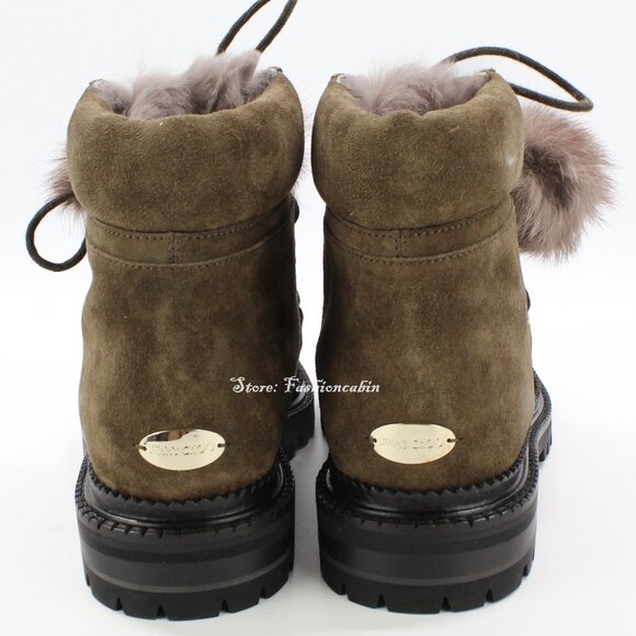 NEW JIMMY CHOO Suede Pom-Pom Booties - Picture 9 of 16